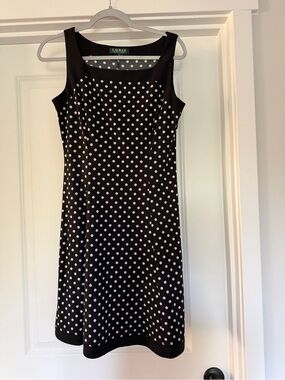Ralph Lauren Black Dress with White Polka Dots - Sleeveless Midi